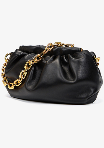 Dina Vegan Leather Clutch Chain Bag Black