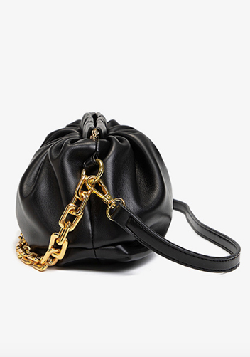 Dina Vegan Leather Clutch Chain Bag Black
