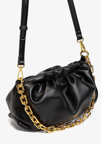 Dina Vegan Leather Clutch Chain Bag Black