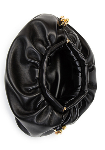 Dina Vegan Leather Clutch Chain Bag Black