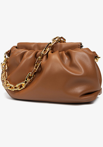 Dina Vegan Leather Clutch Chain Bag Brown