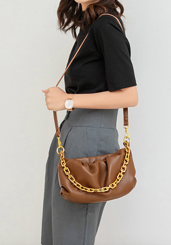 Dina Vegan Leather Clutch Chain Bag Brown