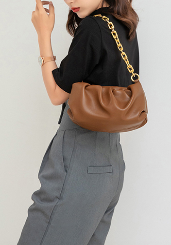 Dina Vegan Leather Clutch Chain Bag Brown