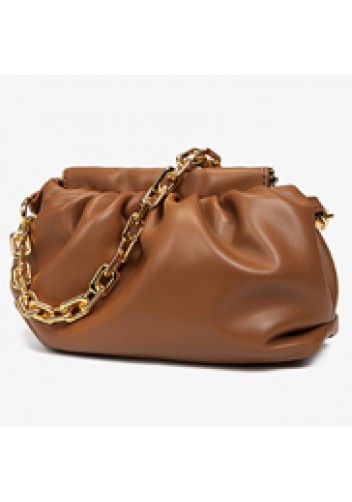 Dina Vegan Leather Clutch Chain Bag Brown
