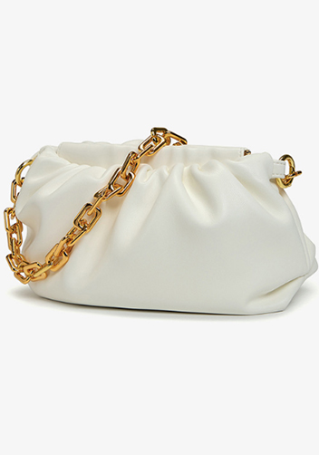 Dina Vegan Leather Clutch Chain Bag White