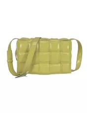 Mia Plaid Square Leather Medium Shoulder Bag Light Yellow