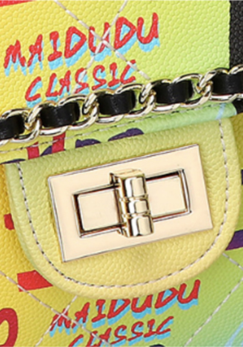 Adele Flap Large Bag Vegan Chain Trim Graffiti Multicolour