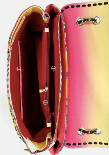Adele Flap Large Bag Vegan Chain Trim Graffiti Multicolour