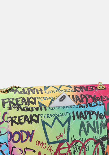 Adele Flap Large Bag Vegan Chain Trim Graffiti