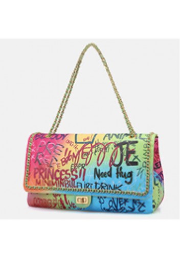 Adele Flap Large Bag Vegan Chain Trim Graffiti