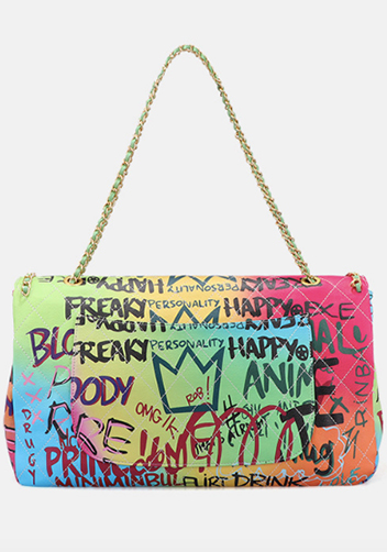 Adele Flap Large Bag Vegan Chain Trim Graffiti