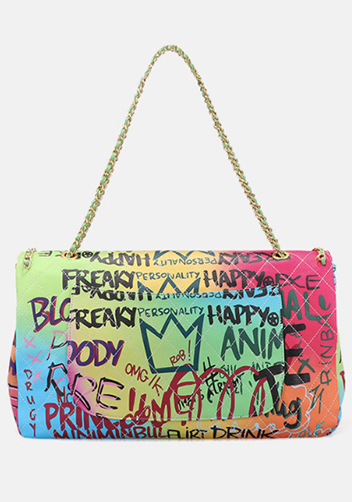 Adele Flap Large Bag Vegan Chain Trim Graffiti