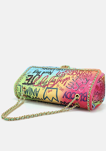 Adele Flap Large Bag Vegan Chain Trim Graffiti