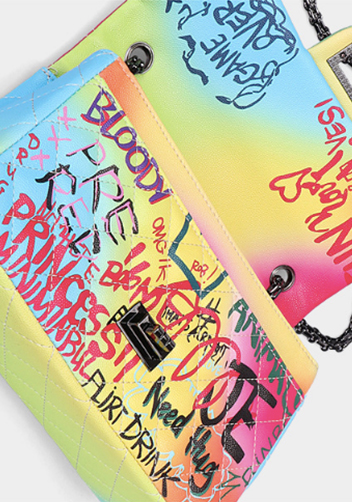 Adele Flap Medium Bag Vegan Leather Graffiti