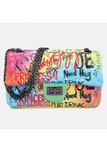 Adele Flap Medium Bag Vegan Leather Graffiti