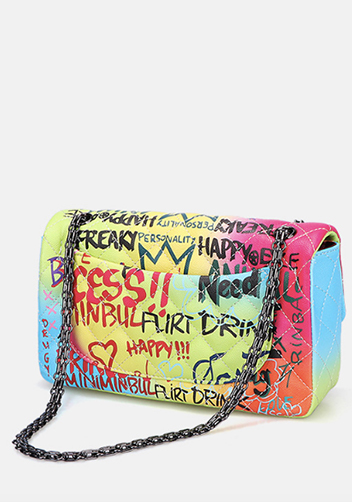 Adele Flap Medium Bag Vegan Leather Graffiti