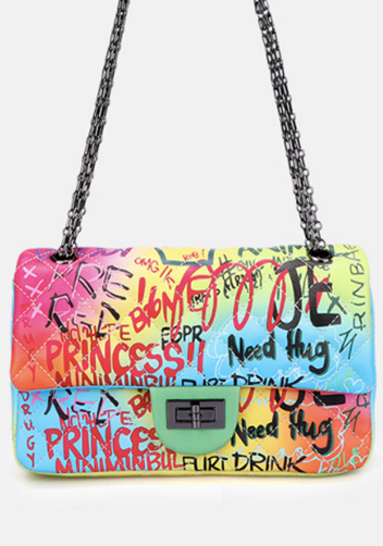 Adele Flap Medium Bag Vegan Leather Graffiti