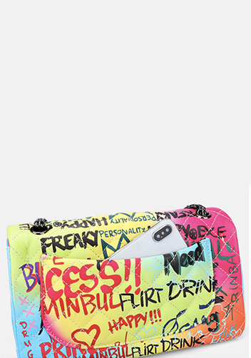 Adele Flap Medium Bag Vegan Leather Graffiti