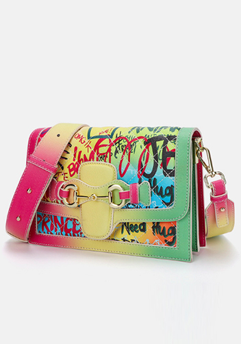 Angela Shoulder Bag Vegan Leather Graffiti