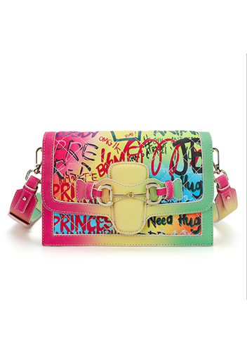 Angela Shoulder Bag Vegan Leather Graffiti