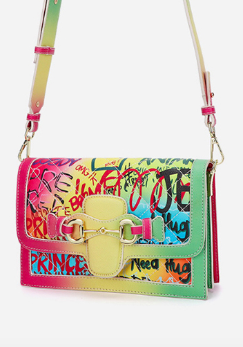 Angela Shoulder Bag Vegan Leather Graffiti