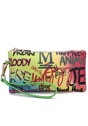 Clutch Bag Vegan Leather Graffiti