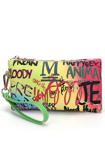 Clutch Bag Vegan Leather Graffiti