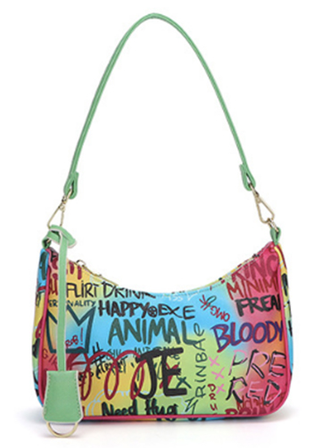 Hobo Vegan Leather Shoulder Bag Graffiti