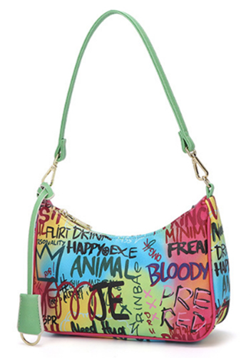 Hobo Vegan Leather Shoulder Bag Graffiti