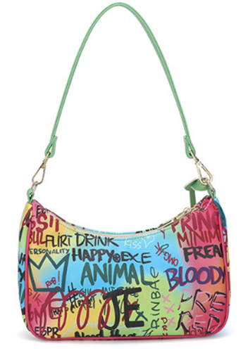 Hobo Vegan Leather Shoulder Bag Graffiti