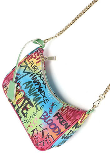 Hobo Vegan Leather Shoulder Bag Graffiti
