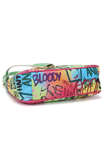 Hobo Vegan Leather Shoulder Bag Graffiti