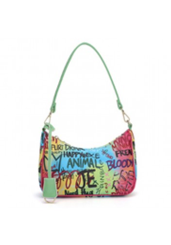 Hobo Vegan Leather Shoulder Bag Graffiti