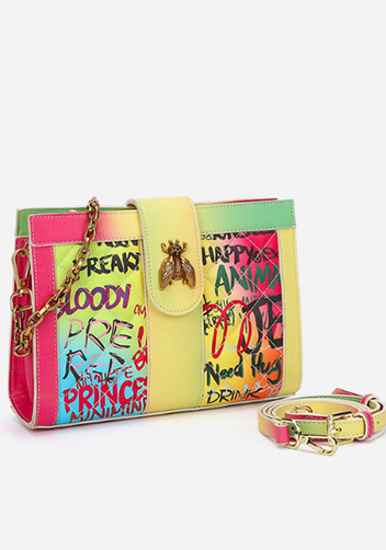 Pamela Shoulder Bag Vegan Leather Graffiti