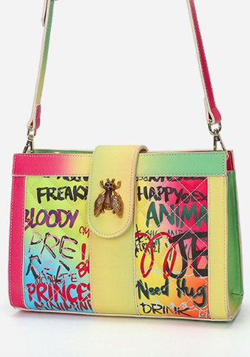 Pamela Shoulder Bag Vegan Leather Graffiti