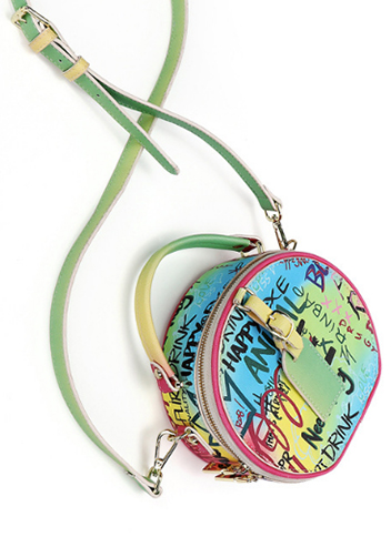 Round Vegan Leather Shoulder Bag Graffiti