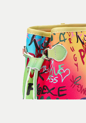 Shipping Tote Bag Vegan Leather Graffiti