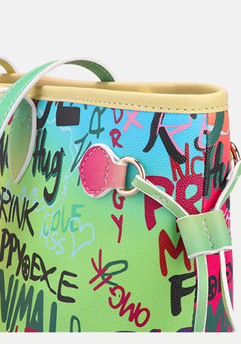 Shipping Tote Bag Vegan Leather Graffiti