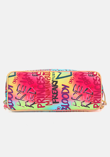 Shipping Tote Bag Vegan Leather Graffiti