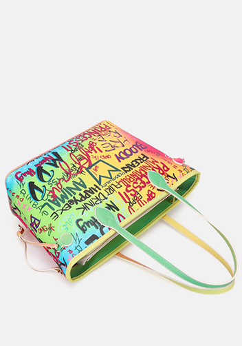 Shipping Tote Bag Vegan Leather Graffiti