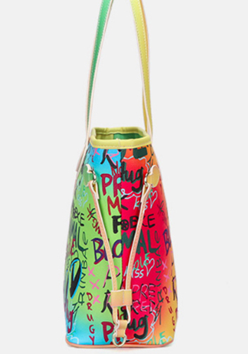 Shipping Tote Bag Vegan Leather Graffiti