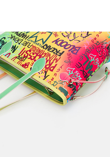 Shipping Tote Bag Vegan Leather Graffiti