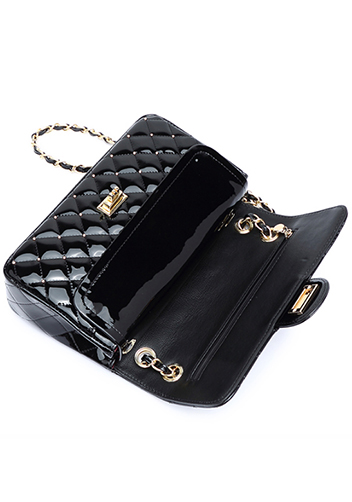 Adele Patent Studs Leather Flap Bag Black