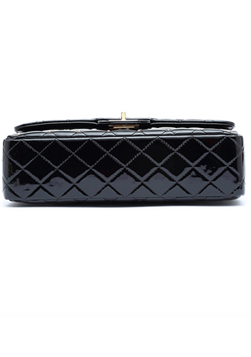 Adele Patent Studs Leather Flap Bag Black
