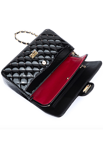 Adele Patent Studs Leather Flap Bag Black