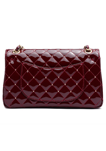Adele Patent Studs Leather Flap Bag Burgundy