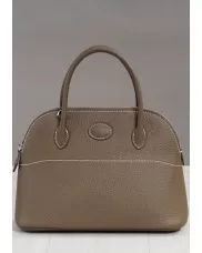 Danielle Leather Shoulder Medium Bag Grey