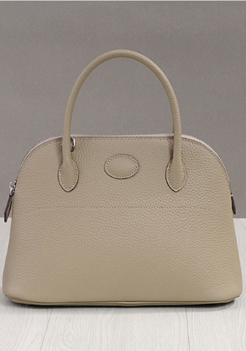Danielle Leather Shoulder Medium Bag Light Grey