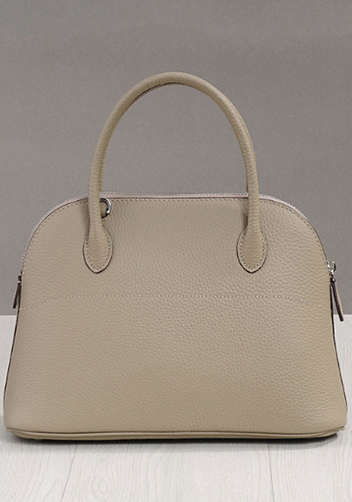 Danielle Leather Shoulder Medium Bag Light Grey