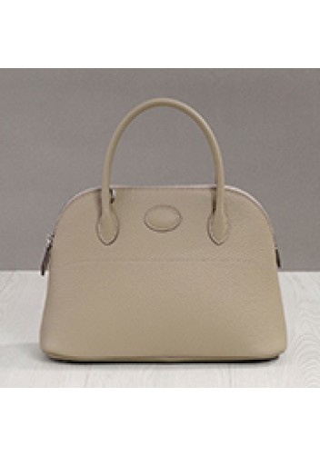 Danielle Leather Shoulder Medium Bag Light Grey